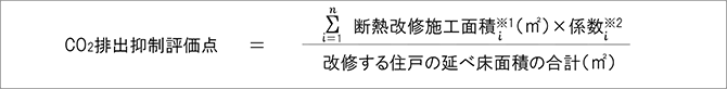 CO<sub>2</sub>排出抑制評価点を求める式