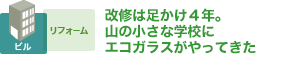 改修は足かけ４年。山の小さな学校にエコガラスがやってきた