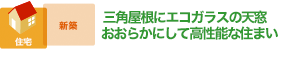 三角屋根にエコガラスの天窓 おおらかにして高性能な住まい